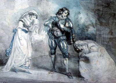 Pierre du Terrail, Caballero de Bayard (1476-1524) con la viuda y su hija de John Hodges Benwell