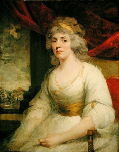 Retrato de la Sra. Billington sentada, tres cuartos de longitud en un vestido blanco de John Hoppner