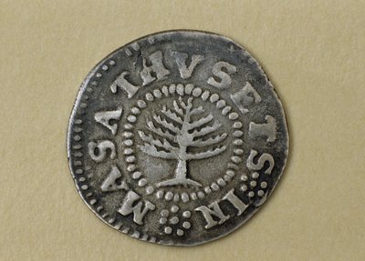Shilling del Árbol de Pino, 1667-1682 (plata) de John Hull