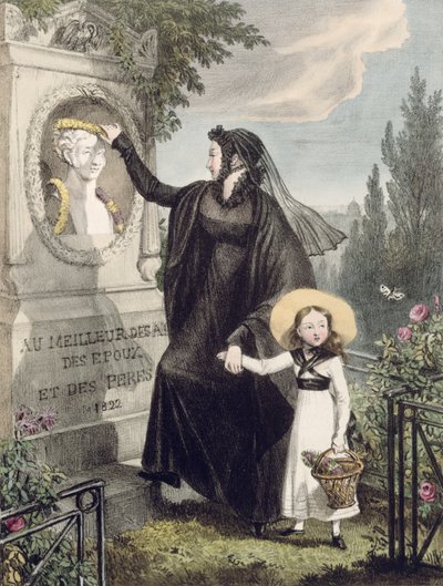 El cementerio de Père Lachaise, impreso por Charles Joseph Hullmandel, pub. 1822 de John James Chalon