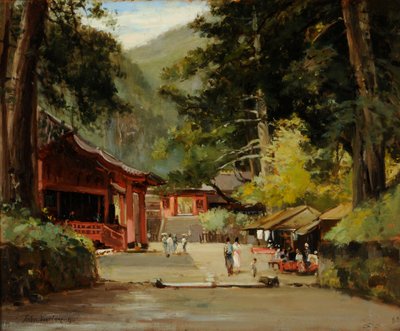 Entrada al Mausoleo de Jyemiten, Nikko, Japón de John Jnr. Varley