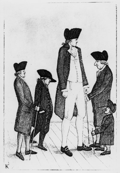 Byrne, el gigante irlandés, Sr. Watson, Sr. McGowan, Sr. Fairholme y Geordie Cranstoun, 1784 de John Kay