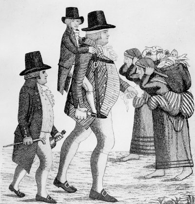 Hamilton Bell llevando a un chico de Vintners de Edimburgo a Musselburgh, 1792 de John Kay