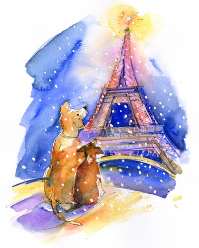 Perros con la Torre Eiffel de John Keeling