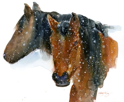 Caballos en invierno de John Keeling