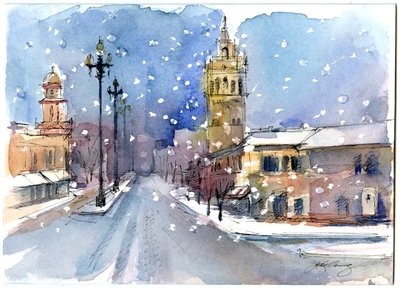 Plaza en invierno de John Keeling