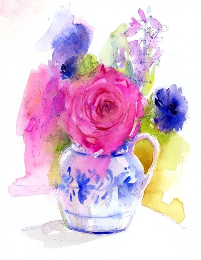 Rosa y Aciano en Jarra de John Keeling