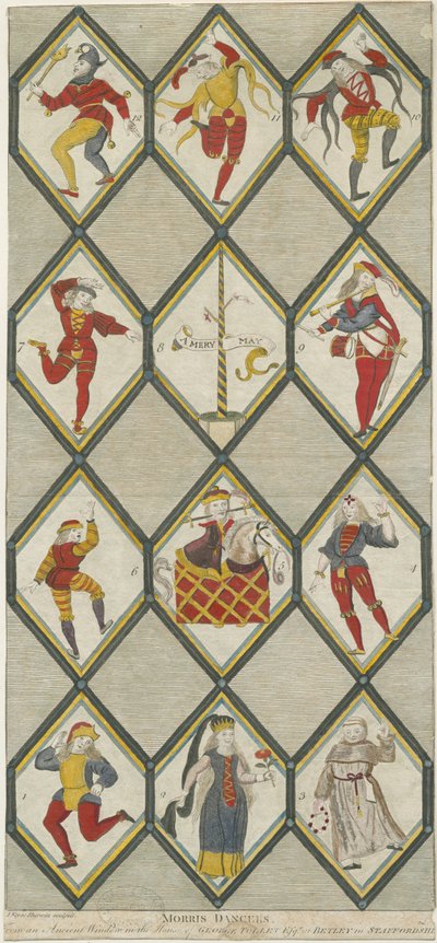 Ventana de vidrio de Betley - Bailarines de Morris: grabado, nd [1751-1790] de John Keyse Sherwin