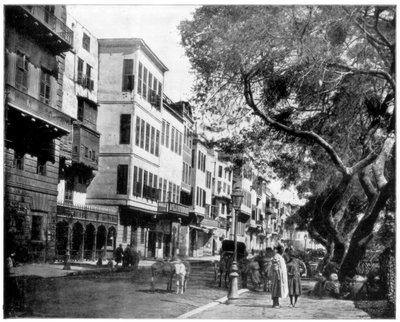 El Ezbekiyeh y escena callejera, El Cairo, Egipto de John L. Stoddard