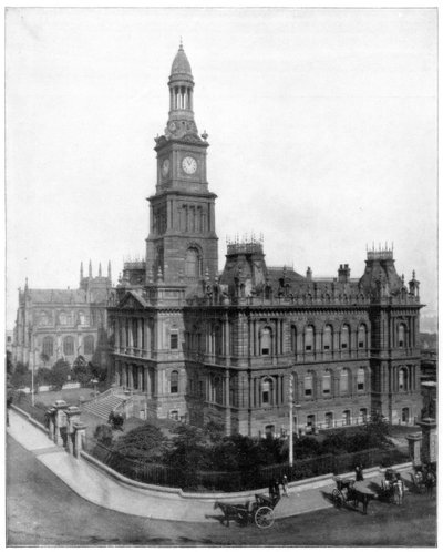 Ayuntamiento y Plaza, Sídney, Australia, finales del siglo XIX de John L. Stoddard