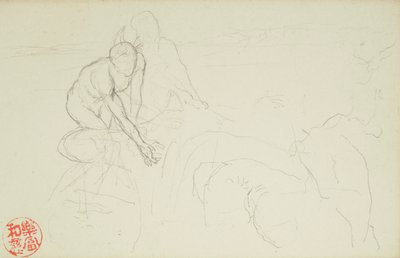 Aquiles y Janto, de La Farge folios #849 y #860, uno de 42 dibujos de John La Farge