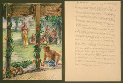 Presentación de Regalos de Comida en la Isla Manono, Samoa de John La Farge