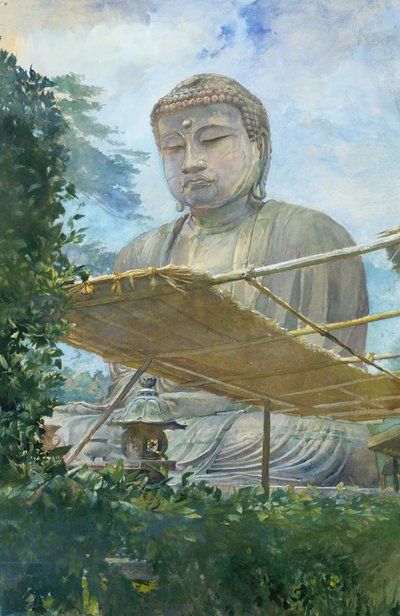 La Gran Estatua de Buda Amida en Kamakura, Conocida como el Daibutsu..., 1887 de John La Farge