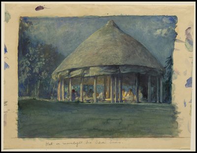 Cabaña a la luz de la luna, Iva, Savaii, octubre de 1890, 1890 de John La Farge or Lafarge