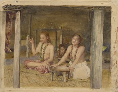 Siva con Siakumu haciendo Kava en la casa de Tofae, c.1893 de John La Farge or Lafarge