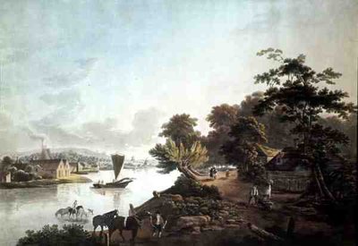 Millbank en el río Támesis, grabado por F. Jukes de John Laporte