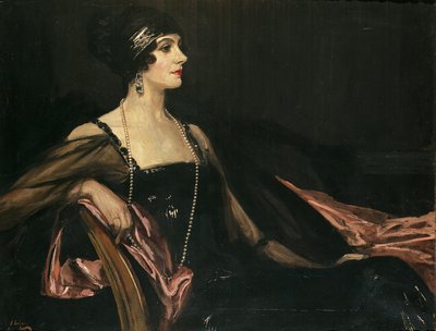Una dama de negro: Retrato de Jean Ainsworth, vizcondesa Massereene y Ferrard de John Lavery