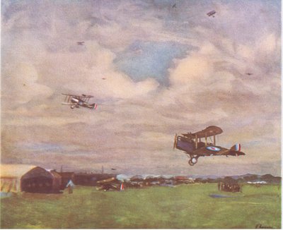Un aeródromo en, 1918, de British Adventure publicado por Collins, 1947 de John Lavery