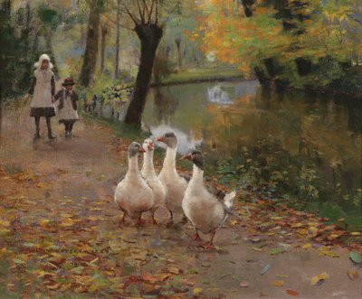 Niñas con gansos de John Lavery