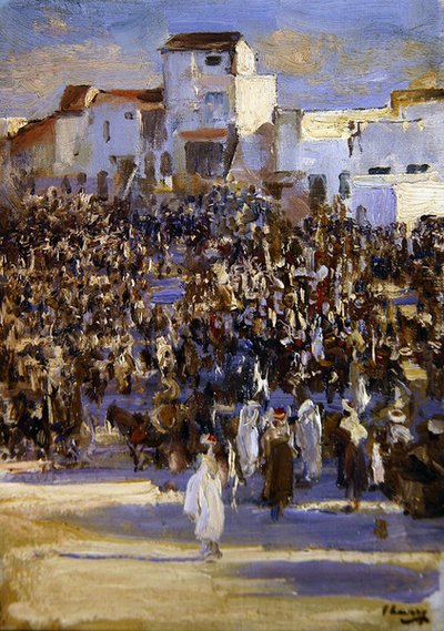 Plaza del mercado, Tánger de John Lavery