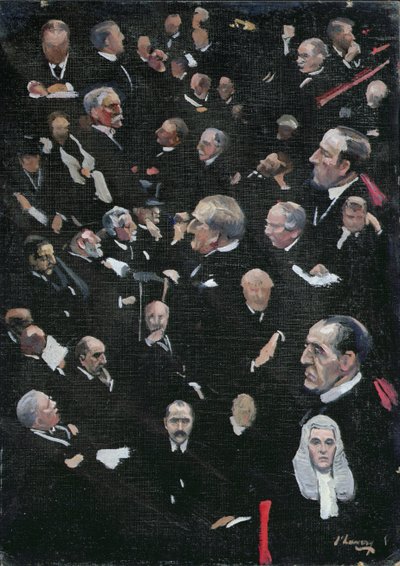 Estudios en la Cámara de los Lores, Visconde Morley moviendo la Dirección, 14 de diciembre de 1921 de John Lavery