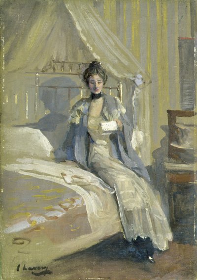 La carta (óleo sobre cartón fresado) de John Lavery