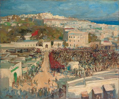 La bandera morisca, izada en la legación alemana, Tánger de John Lavery
