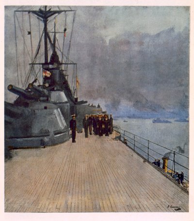 La cubierta del HMS Queen Elizabeth, de Artistas Británicos en el Frente, Continuación del Frente Occidental, 1918 de John Lavery