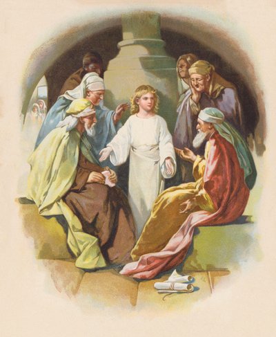Cristo en el Templo (litografía en color) de John Lawson