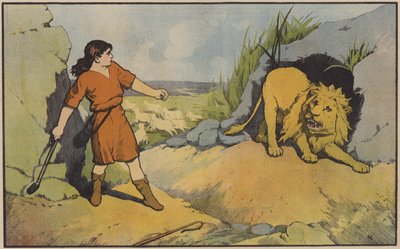 David, el pastor, lucha contra el león de John Lawson