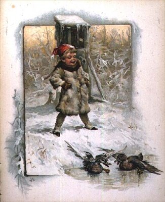 Jack Frost: Niño pequeño observando patos en el hielo de John Lawson