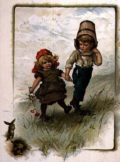 Jack y Jill, de un libro ilustrado de rimas infantiles de John Lawson