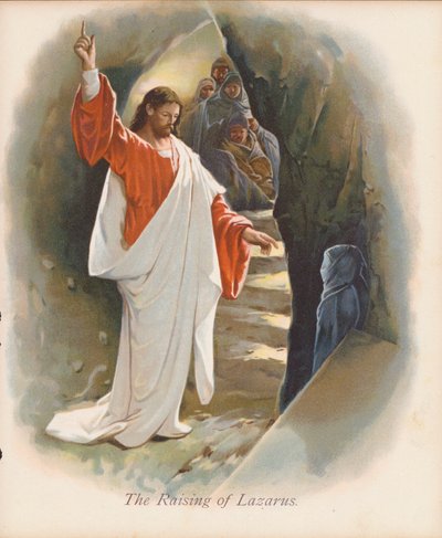 La resurrección de Lázaro (litografía en color) de John Lawson