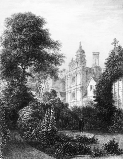 Caius College desde los jardines de los Fellows, c. 1837 de John Le Keux
