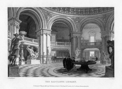 Interior de la Biblioteca Radcliffe, Universidad de Oxford, 1835 de John Le Keux