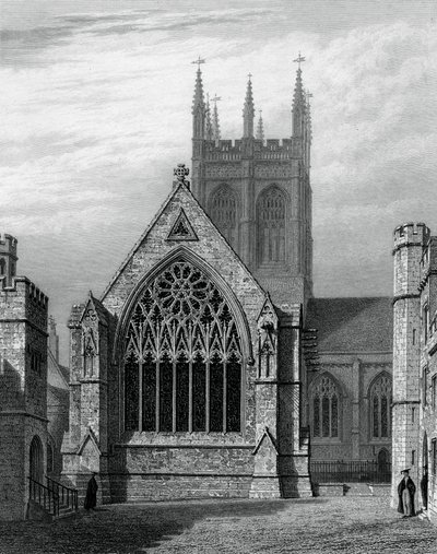 Capilla del Merton College, desde el patio, Oxford, 1834 de John Le Keux