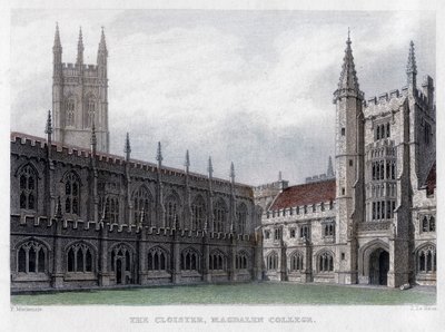 El claustro, Magdalen College, Universidad de Oxford, siglo XIX de John Le Keux