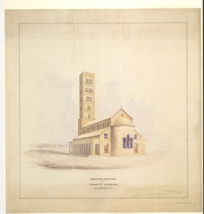 Trinity Church, Kurrachee (Karachi), septiembre de 1856 (acuarela sobre papel) de John Le Mesurier