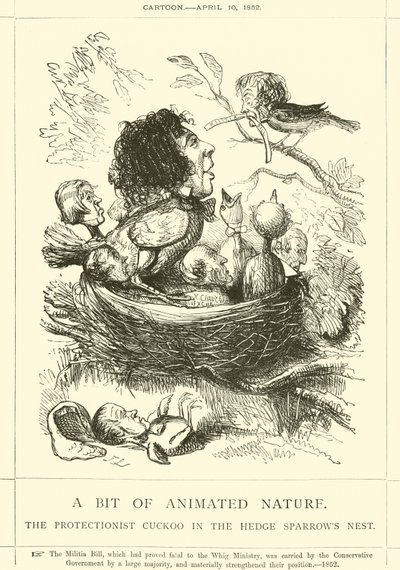 Un Poco de Naturaleza Animada, El Cuco Proteccionista en el Nido de los Gorriones de John Leech