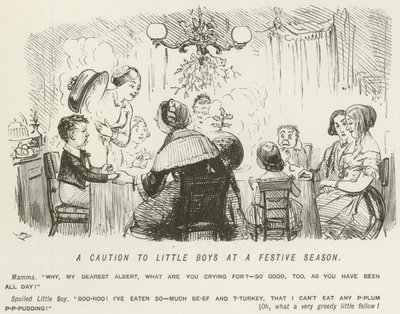 Una advertencia para los niños pequeños en una temporada festiva de John Leech
