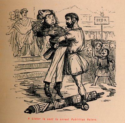Un lictor es enviado a arrestar a Publilius Volero, 1852 de John Leech