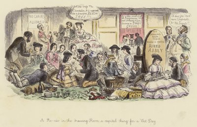 Un picnic en la sala, una cosa capital para un día lluvioso de John Leech
