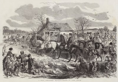 Un verdadero día festivo de Navidad de John Leech