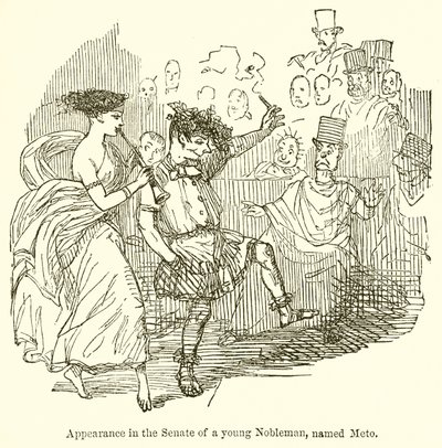 Aparición en el Senado de un joven noble, llamado Meto de John Leech