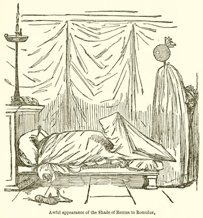 Aterradora aparición de la sombra de Remo a Rómulo de John Leech