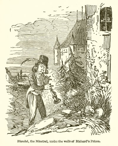 Blondel, el juglar, bajo los muros de la prisión de Ricardo de John Leech