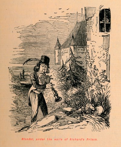 Blondel, bajo los muros de la prisión de Ricardo, c1860 de John Leech