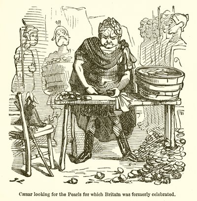 César buscando las perlas por las que Gran Bretaña era famosa de John Leech