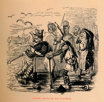 Canuto reprendiendo a sus cortesanos, c1860 de John Leech