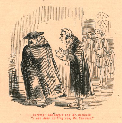 Cardenal Campeggio y Sr. Sampson. No puedo oír nada ahora, Sr. Sampson. de John Leech